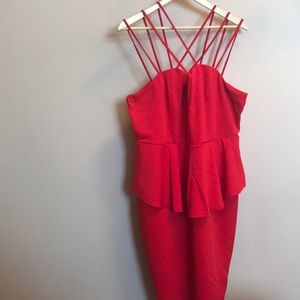 Red peplum dress
